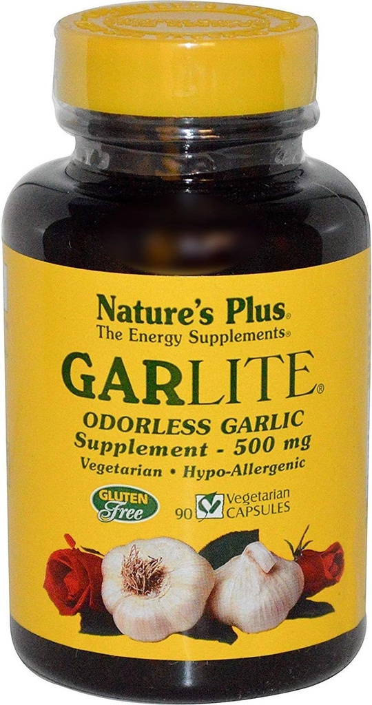 NaturesPlus Garlite Odorless Česnek - 90 Kapsle - Vegetariánské, Gluten Free - 90 Služeb