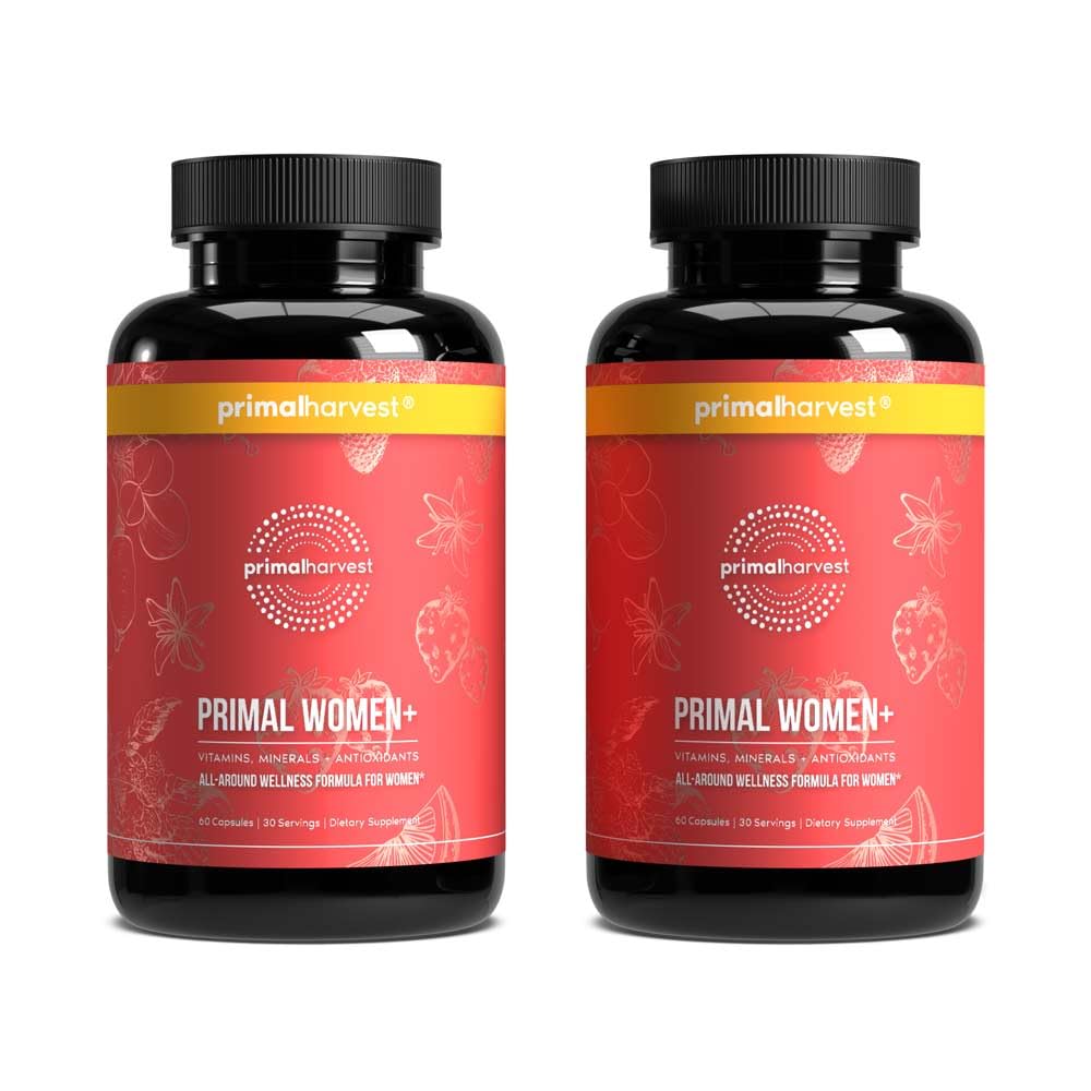 Primal Harvest Multivitamin pro ženy Vitamin A, Vitamin C, Vitamin D a E, Vitamin B12, B6, Biotin, Zinek doplňky, 60 Kapsle (Womens 2 Pack)