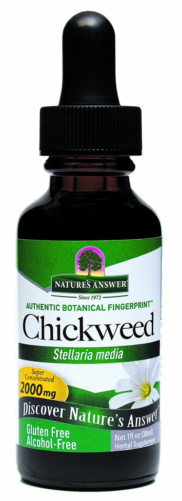 Nature 's Answer Alcohol- Free Chickweed Stelleria Media 2000mg 1oz Extract CLAS124; Bylinný dodatek CLAS124; Promotes Digestion CLAS124; Non GMO, Kosher, Gluten Free, Vegan CLAS124; Single Count