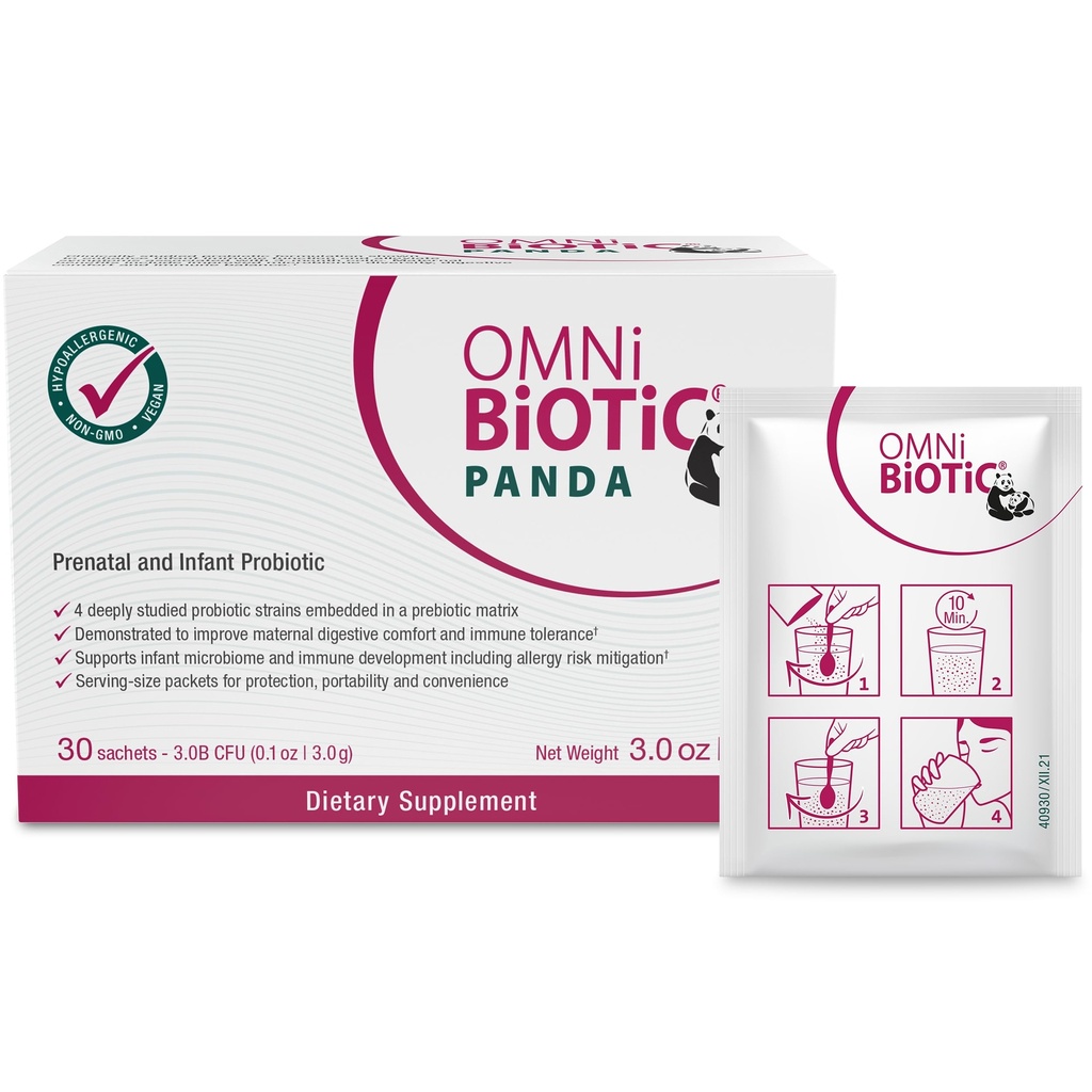 OMNi BiOTiC Panda - Probiotika pro matku a dítě - Prenatální a kojenecká probiotika - Podpora zdraví a imunitního systému - Veganská a hypoalergenní - Non- GMO (1 balení)