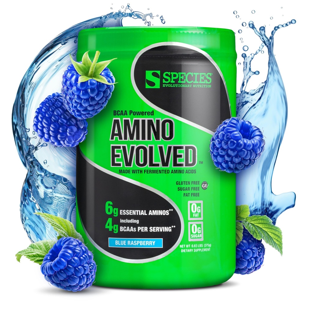 Druhy Nutrition Amino Evolved EAA & BCAA Powder, Fermented Branched Chain Amino Acids, Muscle Recovery & Endurance, Pre & Post Workout Supplement (Blue Raspberry, 30 Servings)