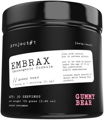 Projekt # 1 Embrax: Termogenní Preworking Fat Burner Muži & Ženy - Nejlepší Belly Fat Burners pro ženy & Muži, L- Carnitin dodatek Pre Workout prášek pro muže & Ženy 124; [30 Služení] - Gummy Bear