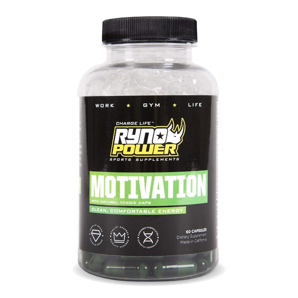 Ryno Power Motivation Pre- Workout Focus Energy Supplement Kapsle (30 Služeb)