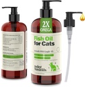Deley Naturals Wild Caught Fish Oil pro kočky s 2X Omega - Cat Fish Oil s nejvyšší potenciálem EPA & DHA - Omega 3 pro kočky pro vypouštění, kůži, kabát, sponky, srdce a imunitní systém - Made in USA