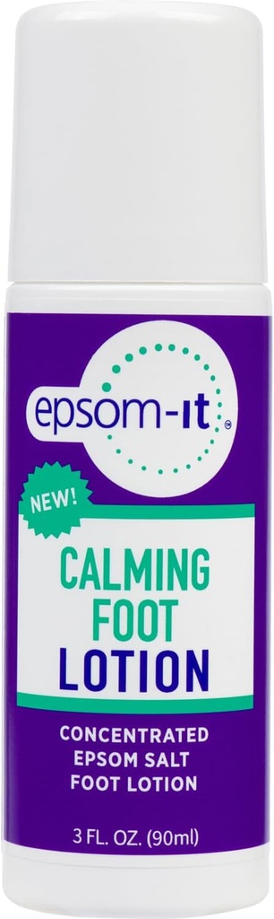 EPSOM-IT Calming Foot Lotion - Roll On Magnesium Sulfath Lotion for Tired Feet & Ankles, Topical Epsom Salt with urea, Soften Hard Skin and Cracked Heels, Poskytování komfortu pro nohy a nohy 3.0 oz