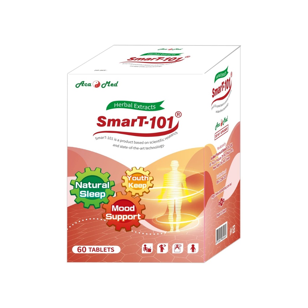 SmarT- 101, Vysoce doporučeno pro mozek mlha, Zlepšit paměť, zlepšit kvalitu spánku, Bylinný dodatek, Vegan, 60 Tablety.