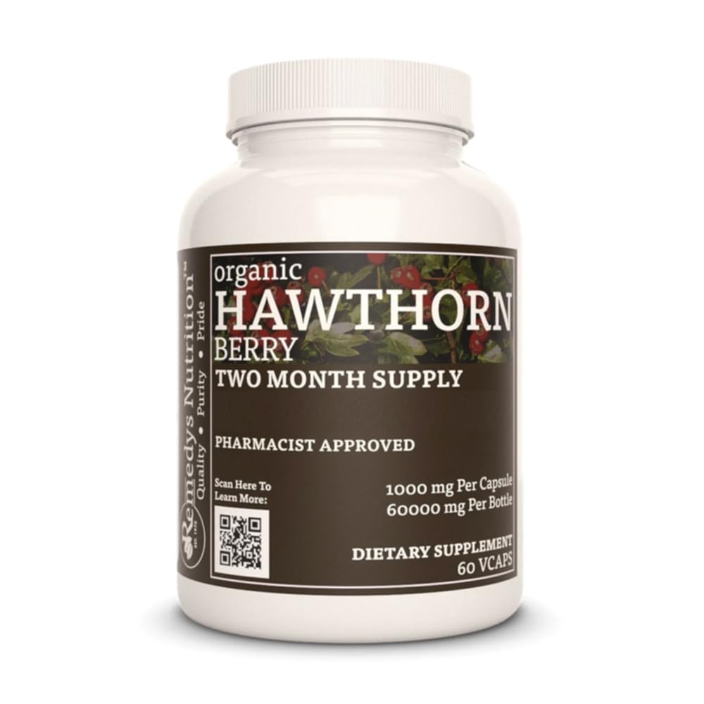 Remedy je výživa Hawthorn Berry 124; 1000 mg, 60 Vegan Kapsle Bylinné dietní dodatek 124; Dva měsíce Dodávka