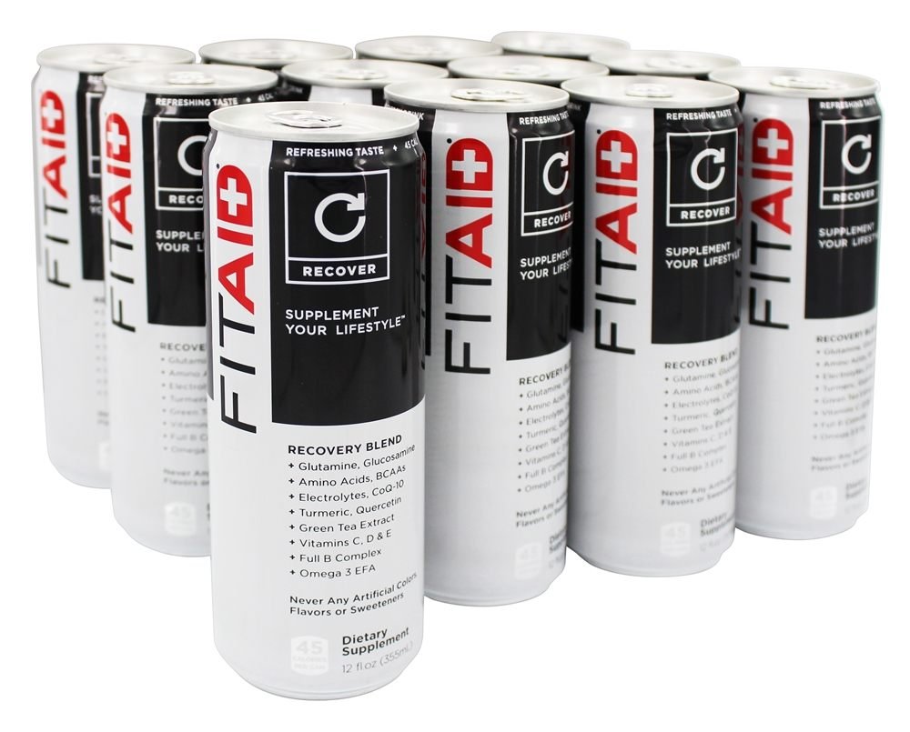 FITAID Recovery Blend Blend 124; 100% Clean & Paleo Friendly Can 124; No umělé barvy, Flavors or Sweetteners CLAN124; BCAA, L-glutamin, L-Arginin, Omega 3s, 12 Ounce Can (balení po 12)