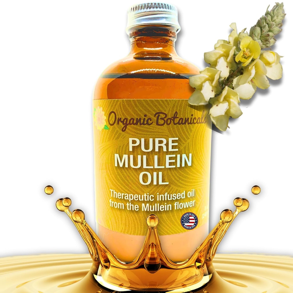 Mullein Oil - Organic Ear Oil Drops for Earhaches, Tinnitus & Kids - Bylinný extrakt pro Soothing Relief (4 oz)