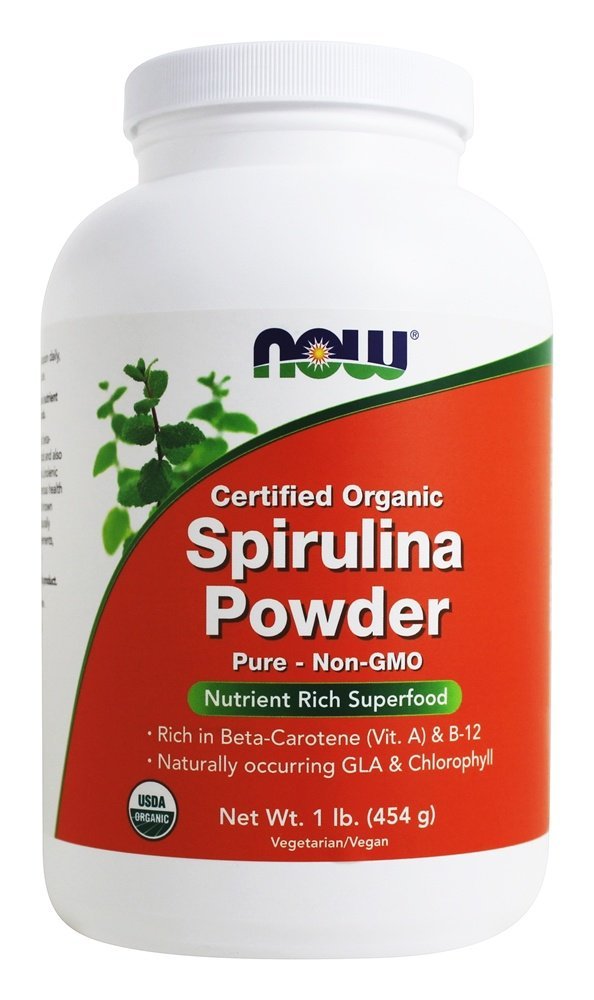 Nyní potraviny doplňky, Certified Organic, Spirulina prášek, bohatý na beta- karoten (vitamin A) a B-12 s přirozeně se vyskytující GLA & chlorofyl, 1- libra