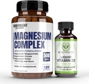 Komplex hořčíku s 5 nejlepšími formami a tekutým vitamínem D3 5000 IU Bundle - 4 měsíce Dodávka 500 mg Glycinátu hořečnatého, oxidu, taurátu, chelátu, magnesium- Spánková a imunitní podpora