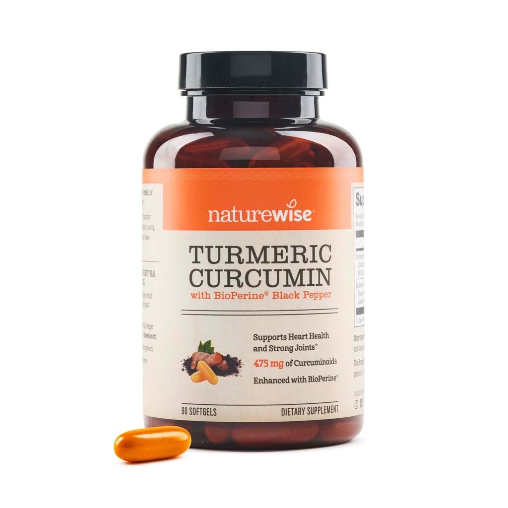 NatureWise kurkumin 500 mg s Black Pepper Softgels - Extra síla, zvýšená absorpce - 95% kurkuminoidy a bioperine pro imunitní podporu - Gluten- Free, Non- GMO - 90 Počet [3- Month Supply]