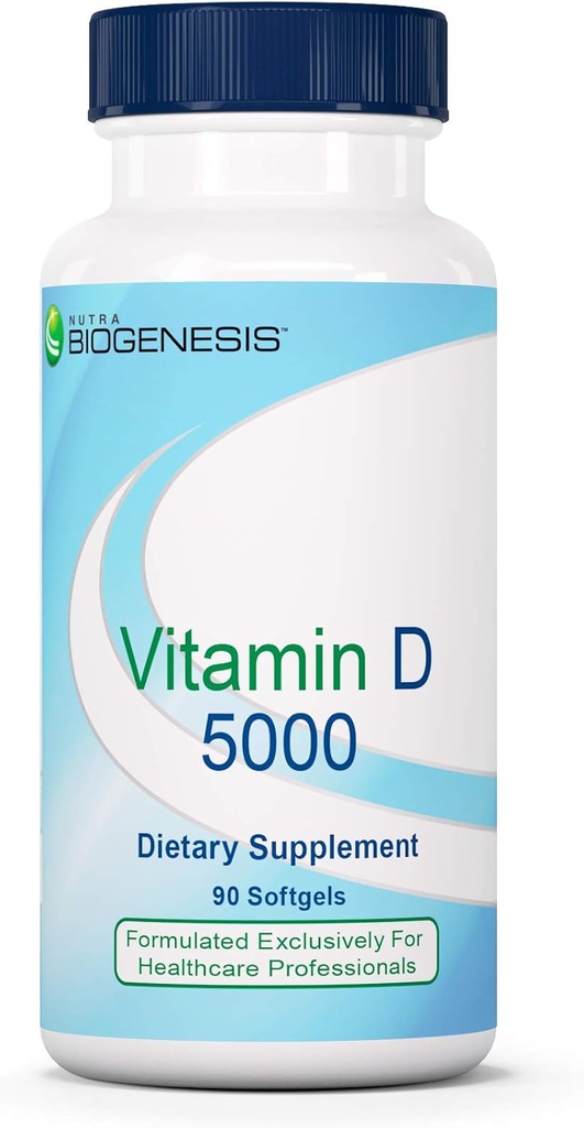 Nutra biogeneze Vitamin D 5000 - Vitamin D3 5000 IU Softgel Kapsle pro muže a ženy, VIT D Dodatek pro imunitní podporu, Zdravé zuby a zdraví kostí - 90 Softgels