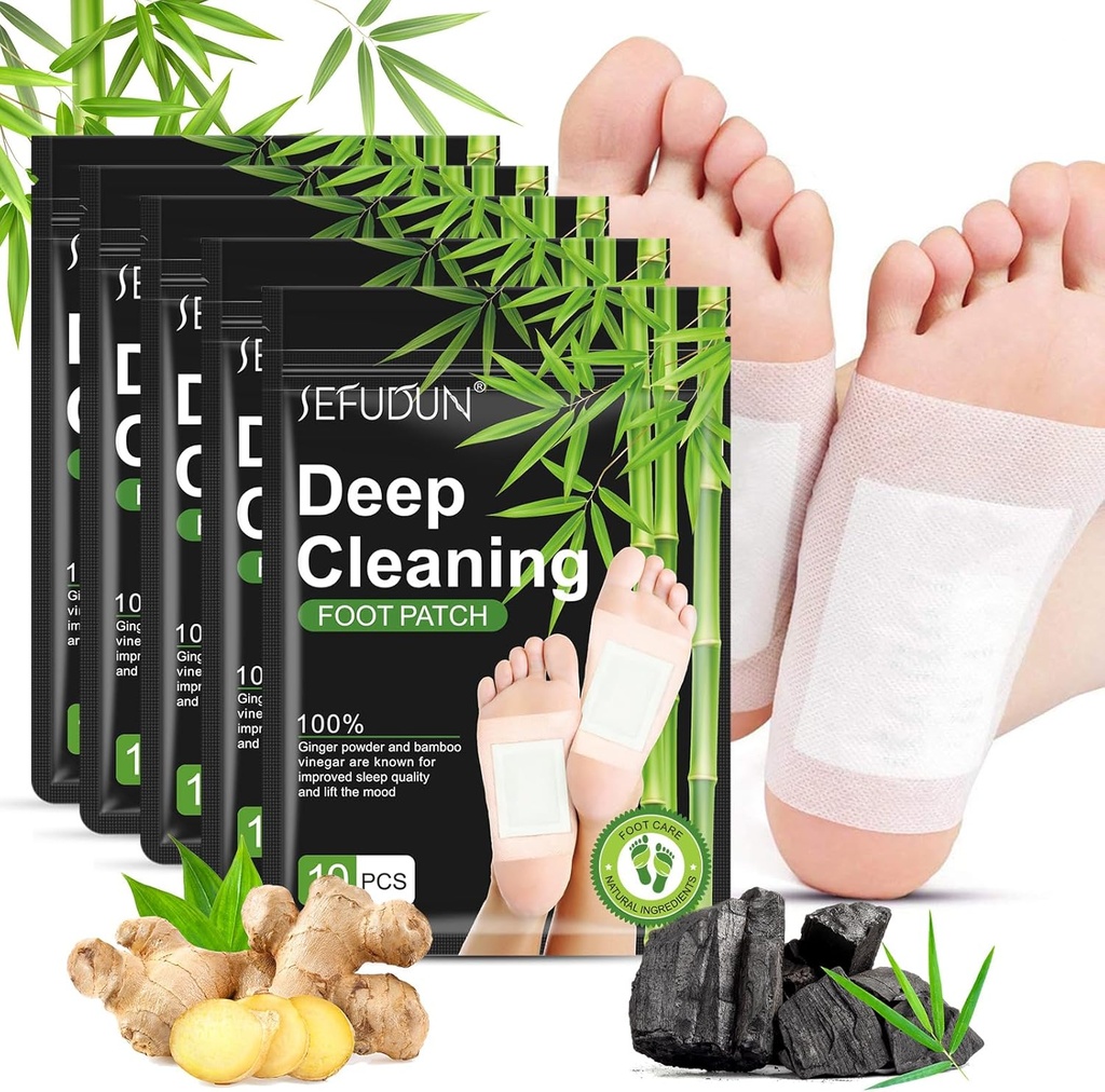 Tudiqe 50PCS Foot Pads, Pure Natural Bamboo Ocet Ginger Powder Foot Pad for Foot Care, Ginger Foot Pads for Better Sleep, Deep Cleansing Foot Patches