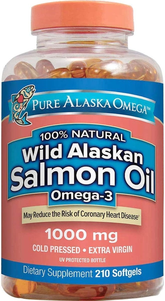 Čistá Aljaška Omega-3 Wild Aljašský losos olej 1000mg 210 ct