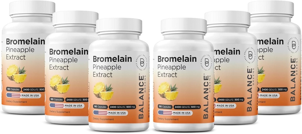 Balancebreens Bromelain 500mg Kapsle - 2400 GDU Ananas Extract Dodatek pro společnou podporu, přírodní Otok Podpora, a zdravé stravení - 180 Organic Kapsle Made in USA