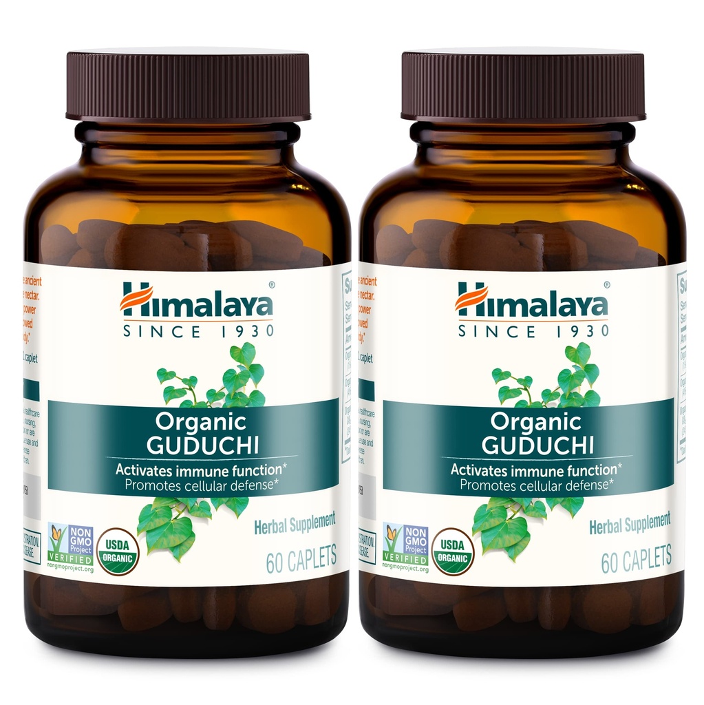 Himalaya Organic Guduchi pro aktivní imunitní podporu a buněčnou obranu, 700 mg, 60 kapslí, 2 měsíční zásoba, 2 balení