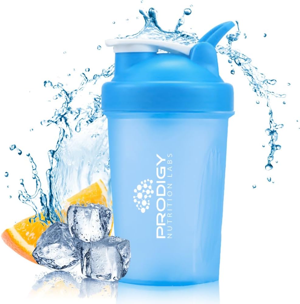 Prodigy Nutriční Labs Premium Shaker Lahvička ideální pro proteinové třepání a předcvičení -14 Ounce (modrá)