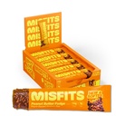 Misfit Vegan Protein Bary, Arašídové máslo Fudge - Aktualizováno recept 124; Plant based, Nízký cukr & Karb, High Fiber Snacks Of 124; Balení po 15