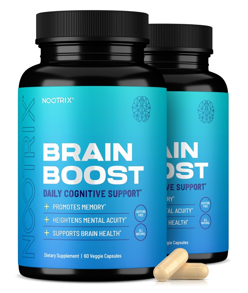 Nootrix Brain Boost Nootropní dodatek 124; Podporuje paměť, duševní soustředění, kognitivní zdraví & energie 124; Podporuje zdravé mood & funkce mozku 124; Ginkgo Biloba & DMAE 124; 120 Kapsle