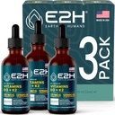 E2H Earth TO HUMANS Vitamin D3 & K2 Dodatek pro imunitní podporu - Tekutý vitamin D3 5000 IU - Vyrobeno v USA 124; Non- GMO, Vegan - (3 láhve)