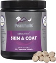 Kala Health PeakTails Kožní & Coat Podpora pro psy - 90 Žvýkací tablety s MSM, Fish Oil, Omega-3 & Omega-6 - Podporuje zdravou pleť, Shiny Coat