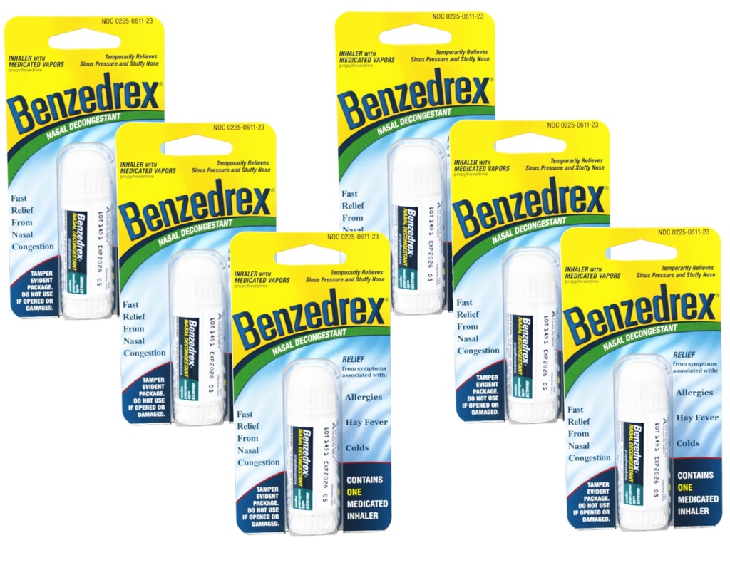 Benzedrex Inhaler Propylhexedrin Nasal Decongestant - 1 Počet (balení po 6)