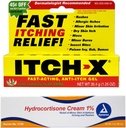 Itch- x Itch Relief Gel 1.25 oz + Hydrokortizon Cream 1 oz Fast Relief for Rashes, Minor Burns, Insect Bites, Poison Ivy, Oak, Sumac.