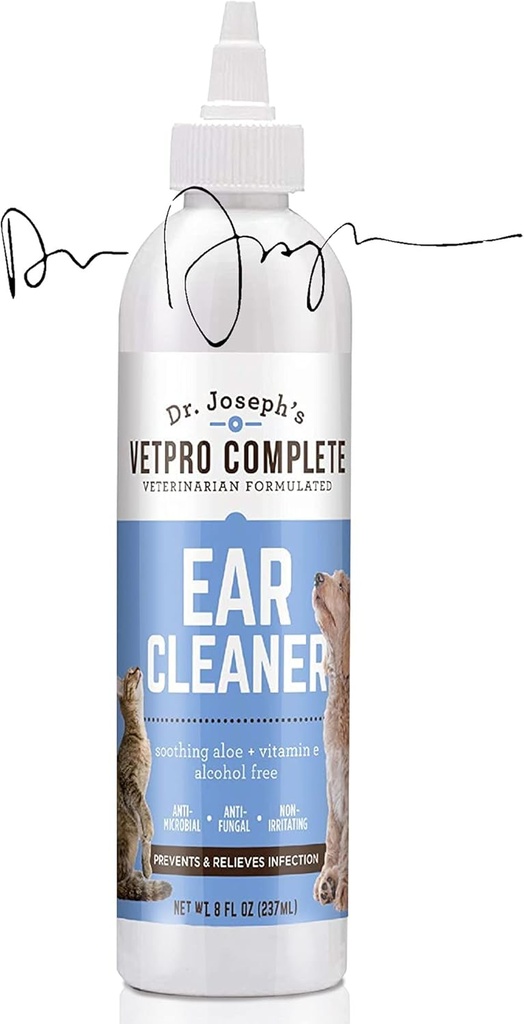 VetPro Kompletní Dr. Joseph 's Dog Uch Cleaner, 8 Ounces, Gentle Dog and Cat Uar Rinse Solution Wash with Aloe Vera and Vitamin E, Dog Uar Drops to Remove Wax and Death, Reduces Odor, Easy Applicator