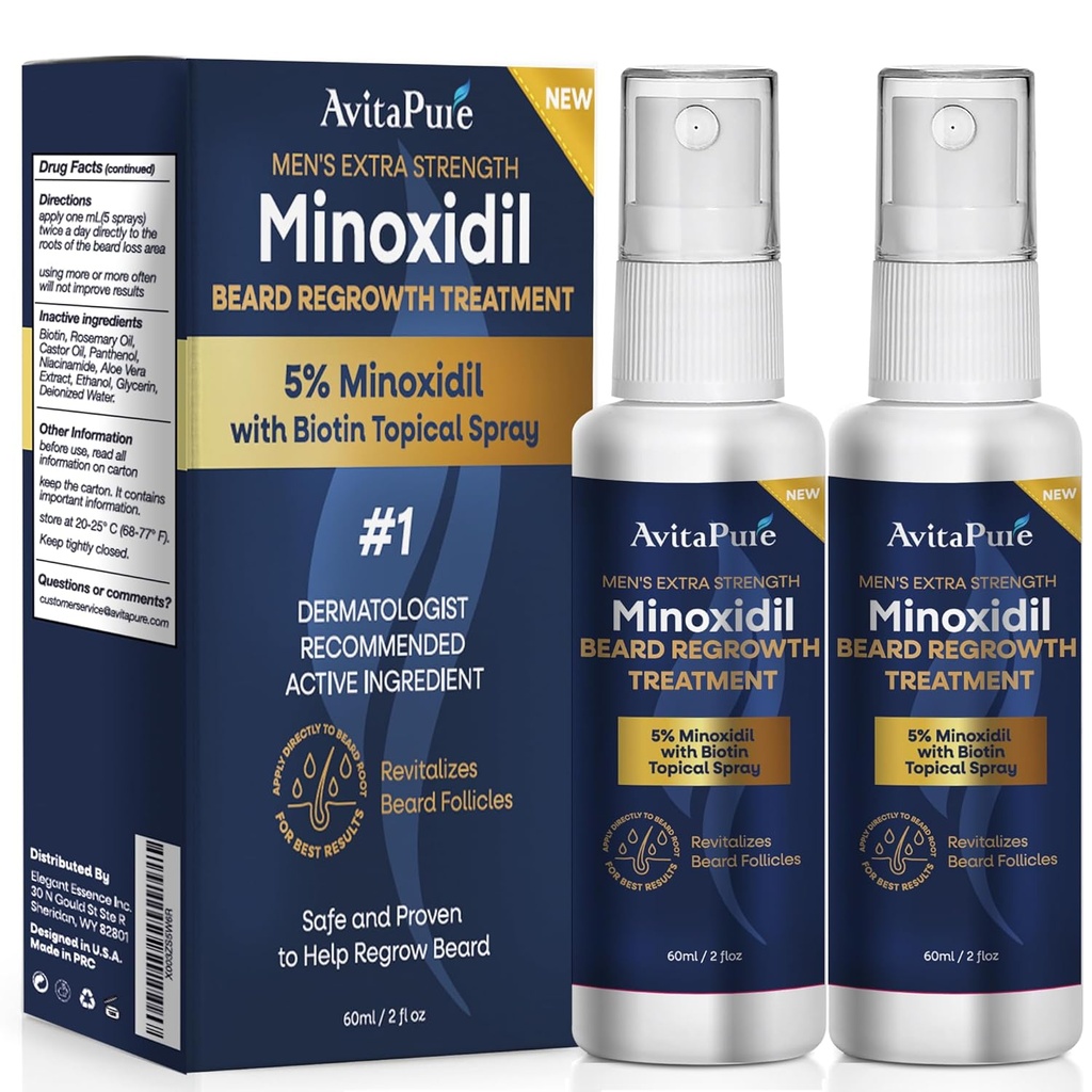 Minoxidil Vousy Růstový olej: Minoxidil Pro muže Vousy Infuzní Biotin, Extra síla Minoxidil 5% Vousy Růstový sérum růst Vousy & Mustache rychle