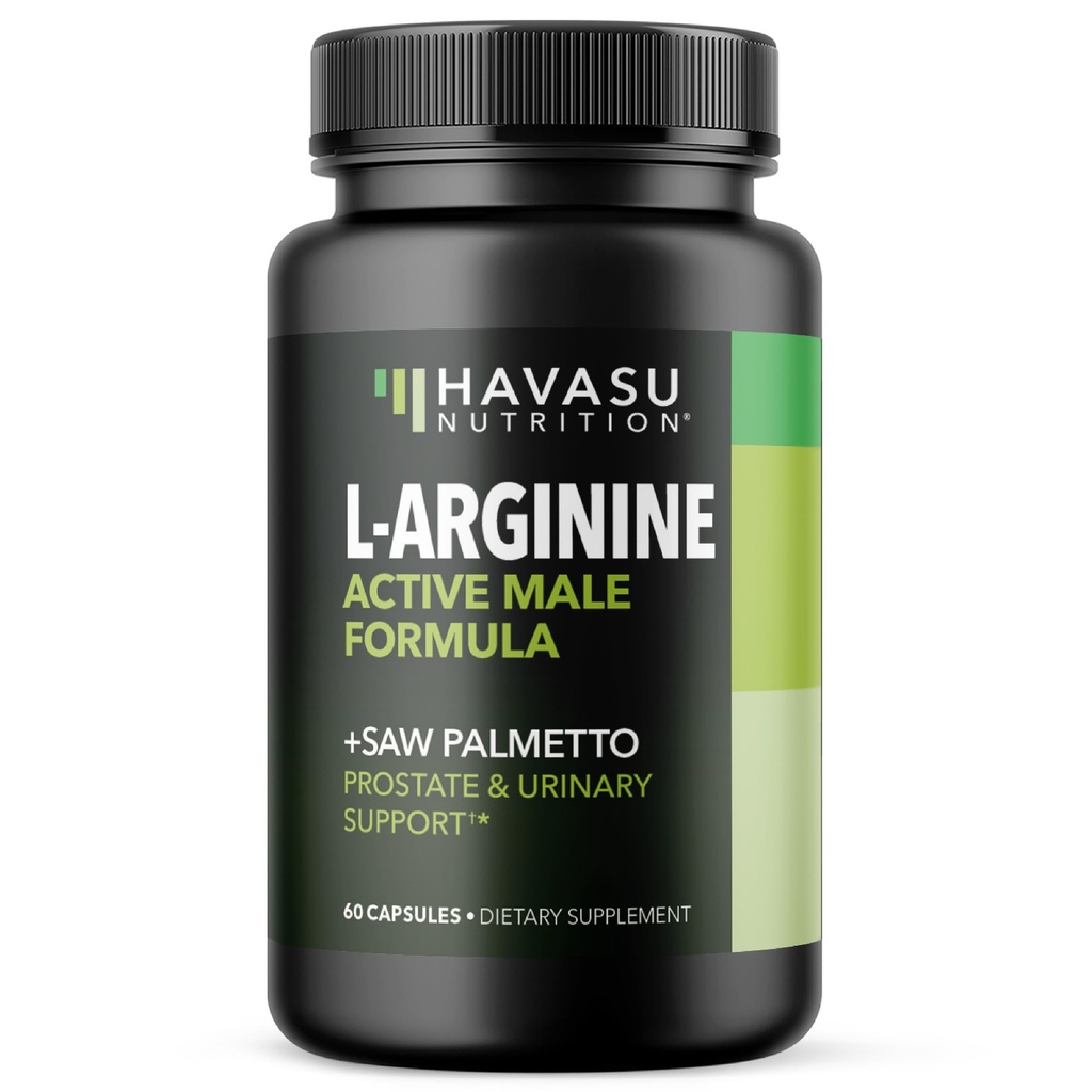 L- Arginin 500mg a Saw Palmetto 500mg - Oxid dusnatý a prostatní zdravotní doplňky pro muže - 60 Počet - Vytrvalost a nutriční Trakt Function Support - 1 měsíc Dodávka - Vegan, Non- GMO Kapsle