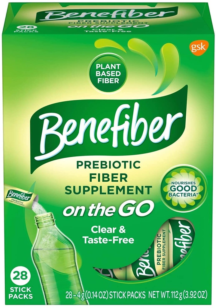 Benefiber Chuť-Free, Sugar- Free Fiber doplněk Stick Packs pro trávicí zdraví / 28 Počet (6 Pack)