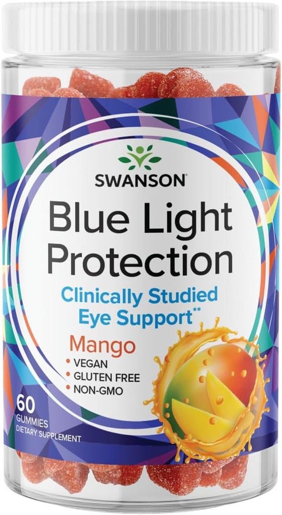Swanson Mango Lutein a Zeaxanthin Blue Light Protection Gummies - 60 Gummies - Vegan Vision Supplement for Retinal and Macular Health