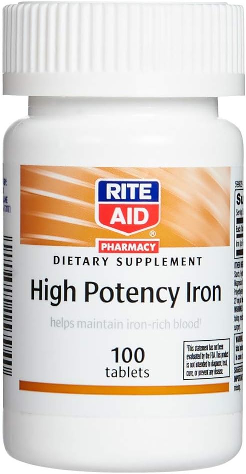 Rite Aid High potency Iron Tablets - 100 Počet
