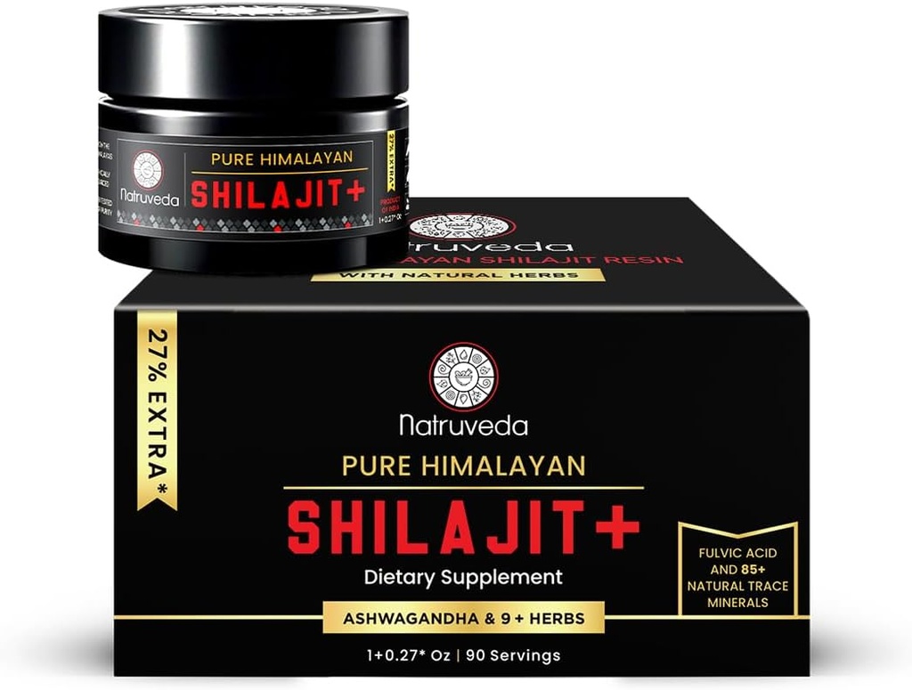 Himalayan Shilajit Resin pro muže a ženy - Organic Shilajit, Fulvic Acid & 85 + přírodní stopové minerály - Ayurvedic dietní čaj Resin, 10 přírodních složek f - 90 Služeb, 1.27oz