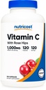 Nutricost Vitamin C s Rose HIPS 1025mg, 120 Kapsle - Vitamin C 1000mg, Rose HIPS 25mg, Premium, Non- GMO, gluten zdarma dodatek
