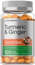 Horbäach Turmeric a Ginger Gummies CLANE124; 120 Count CLANE124; Peach Flavor CLANE124; Vegan Non- GMO & gluten zdarma dodatek