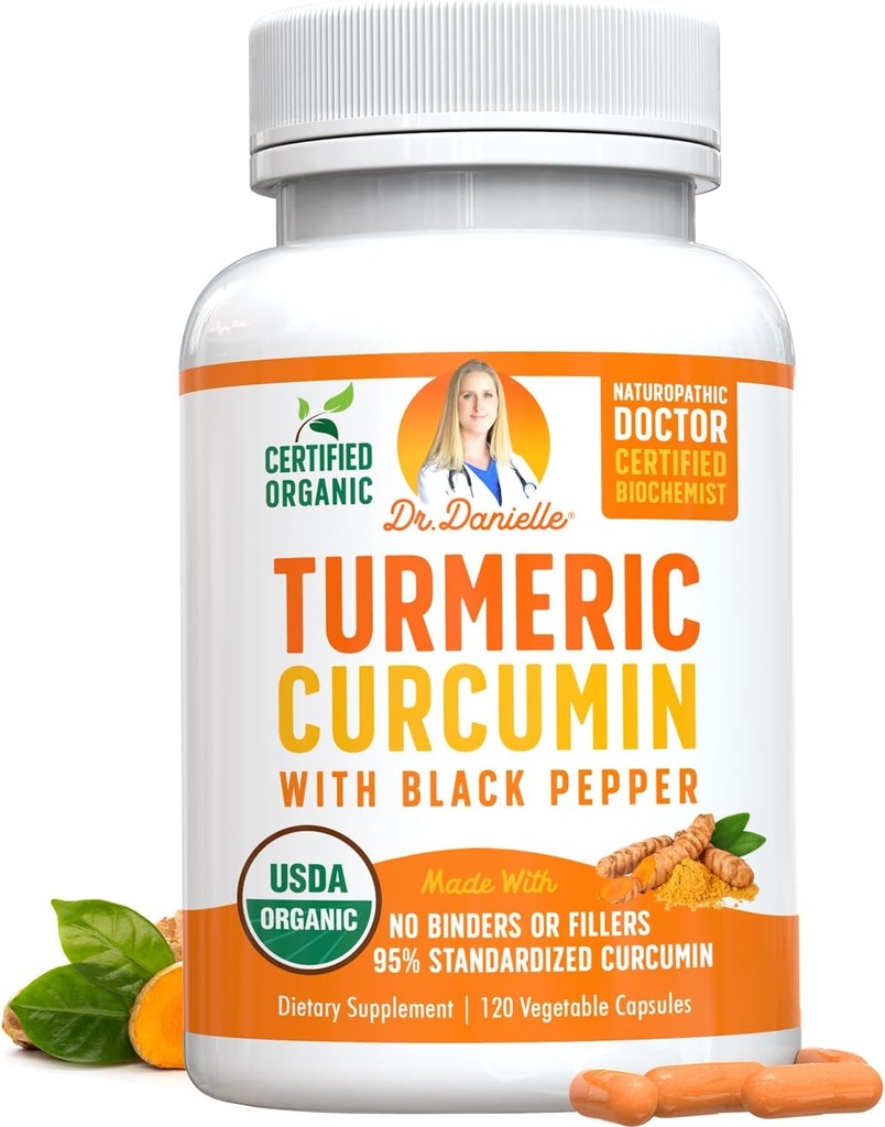 Organický kurkumin s černým pepřovým extraktem 2000mg - vysoce absorpční Ultra potentní doplněk - 95% kurkuminoidy - Vegan, Non GMO pro společnou podporu - 120 Kapsle