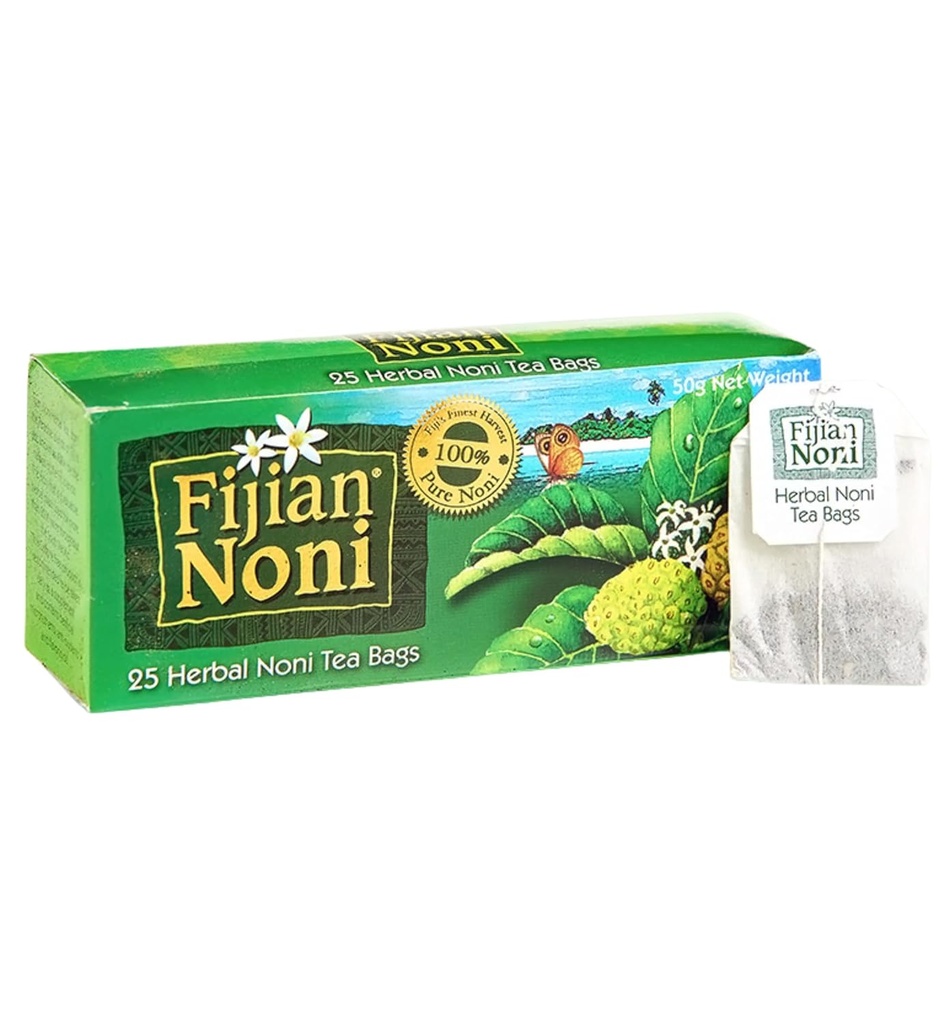Fijian Noni - Organic Noni bylinný čaj - 25 sáčků (50g) čistý Cejlon zelený čaj, vyrobený s Noni ovocné listy... Od FIJI