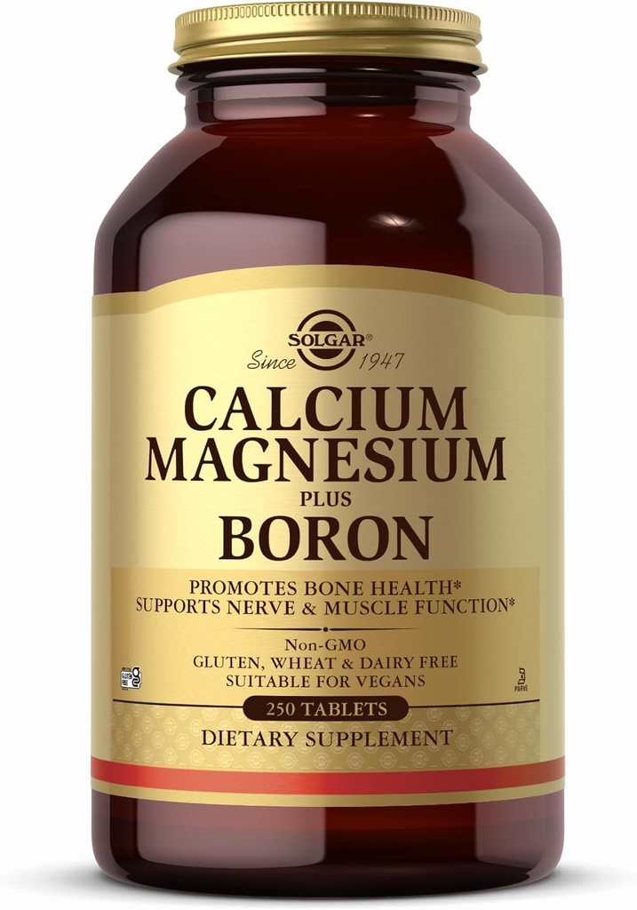 Solgar vápník Magnesium Plus Boron - 250 Tablety - Non- GMO, Vegan, gluten zdarma, mléčné zdarma, Kosher - 83 Služeb