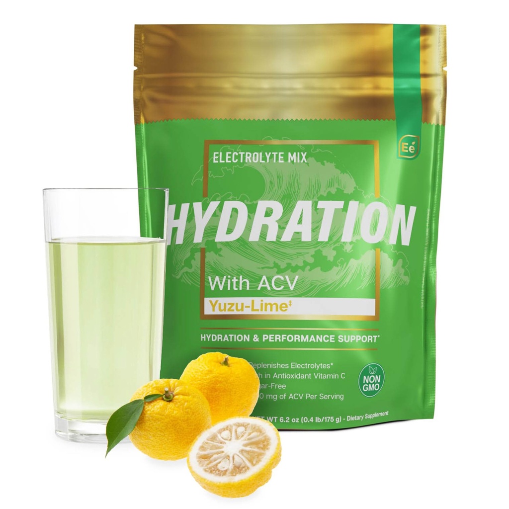 Základní prvky Hydratační balíčky - Yuzu Lime Pack - Sugar Free Electrolytes Powder Packets - 25 Stick Balení elektrolytů Powder No Sugar - Hydration Drink - s ACV & Vitamin C