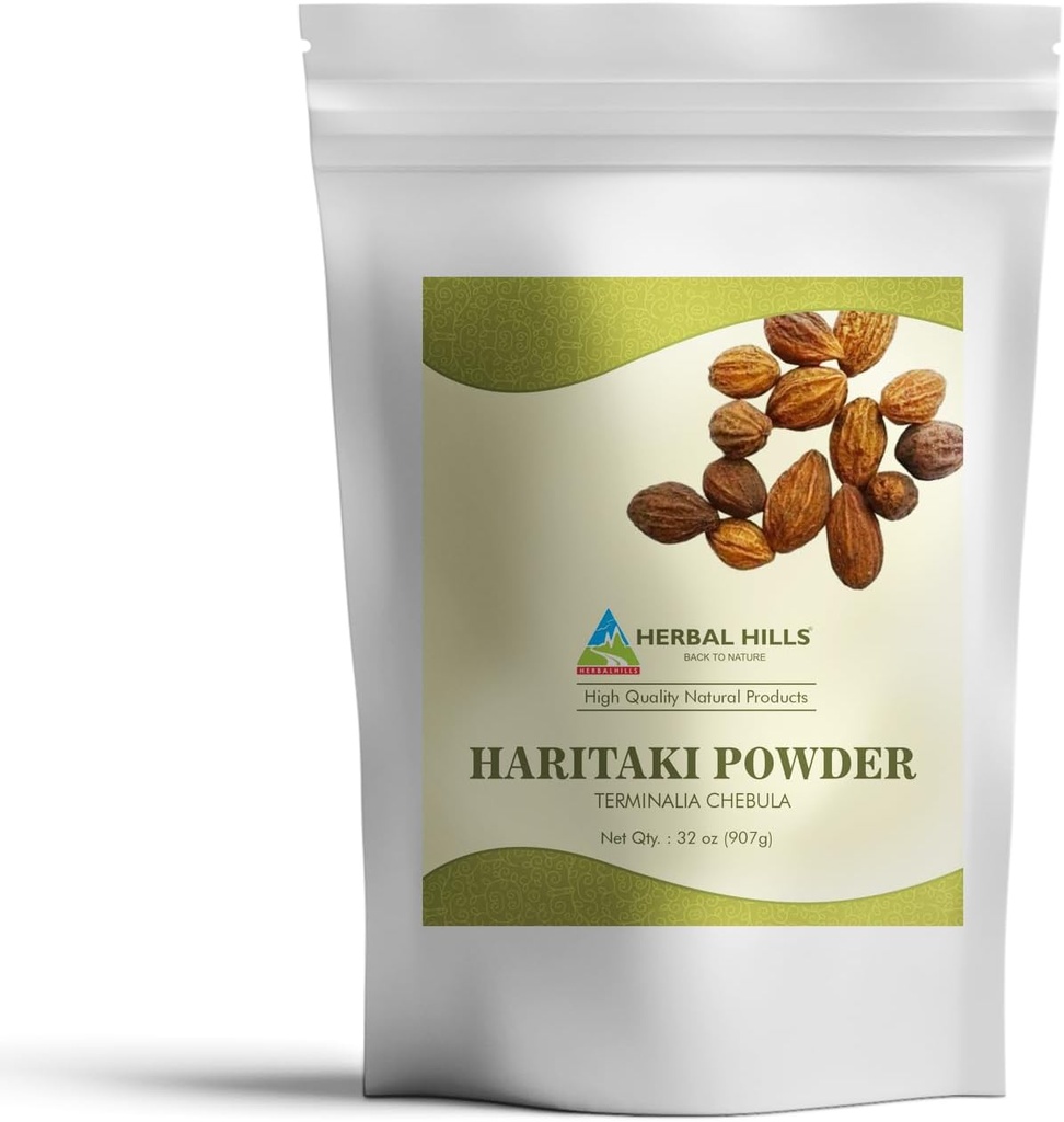 HERBAL HILLS Haritaki Powder Terminalia Chebula Inknut CLAS124; 2 libry / 32 Oz CLAS124; Balení po 1 ks