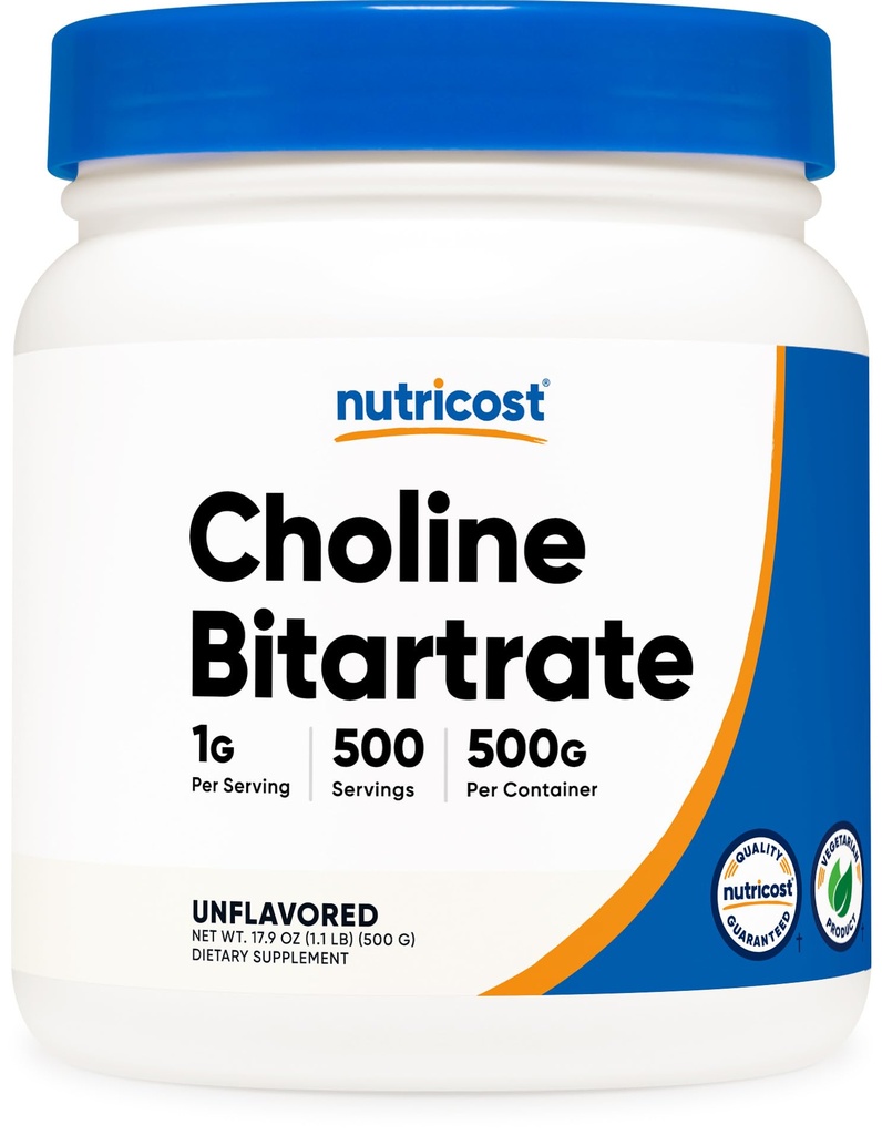 Nutricost čistý Cholin Bitartate prášek 500 gramů