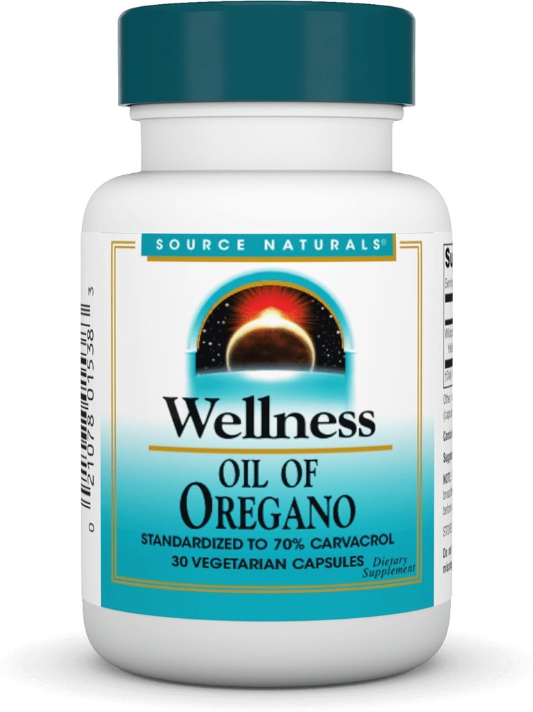 Zdroj Naturals Wellness Oil of Oregano - Standardizované na 70% Carvacol - 30 Vegetariánských kapslí