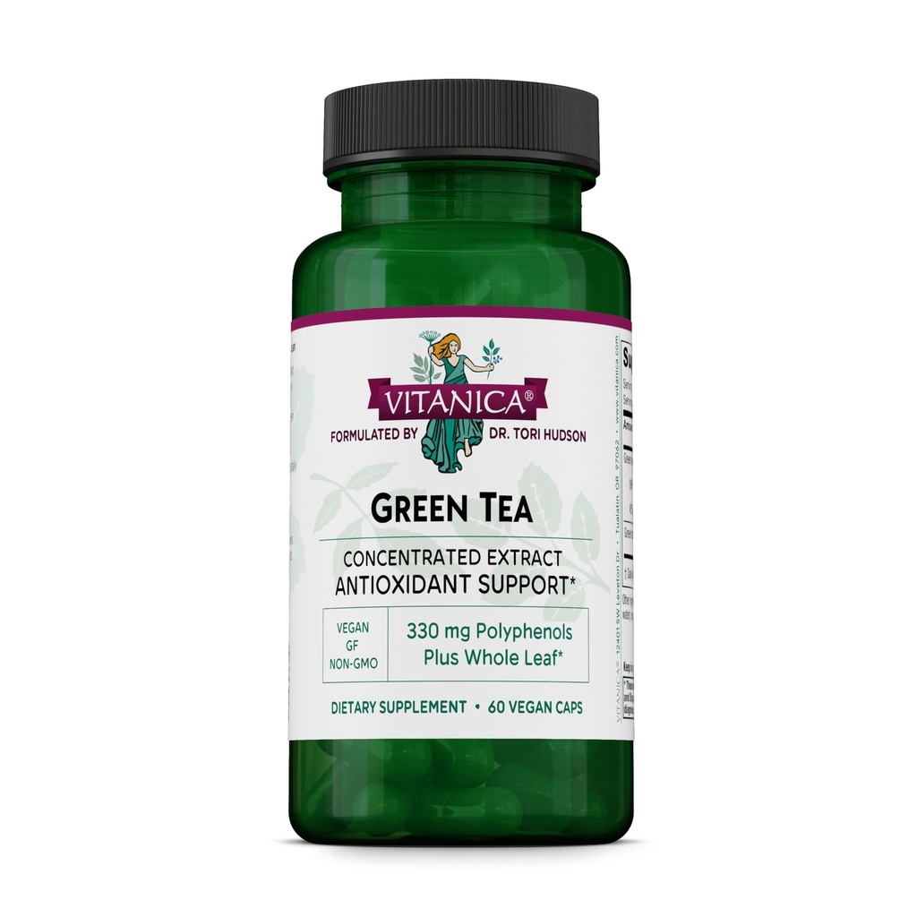 Vitanica Green Tea Extract Dodatek 330mg, 45% EGCG, 98% polyfenoly a 80% Katechiny, Energy Antioxidant a imunitní podpora, Vegan, 60 Kapsle