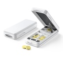 Pill Cutter s automatickým uzavíracím zařízením, hliníkový Pill Splitter s 316L nerezové čepele, Genuine kůže pouzdro, Profesionální Pill Splitter pro řezání malé pilulky nebo velké pilulky (Plastové, bílé)