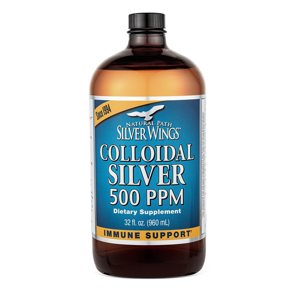 Natural Path Silver Wings Koloidní Silver 500ppm (2,500mcg) Imunitní Supplement 32 fl. oz.
