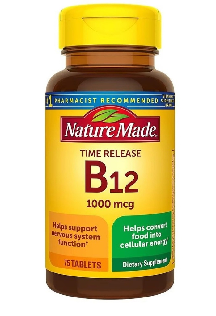 Nature Made Vitamin B12 1000 mcg, Dietní dodatek pro podporu metabolismu energie, Time Release, 75 Tabletss,..