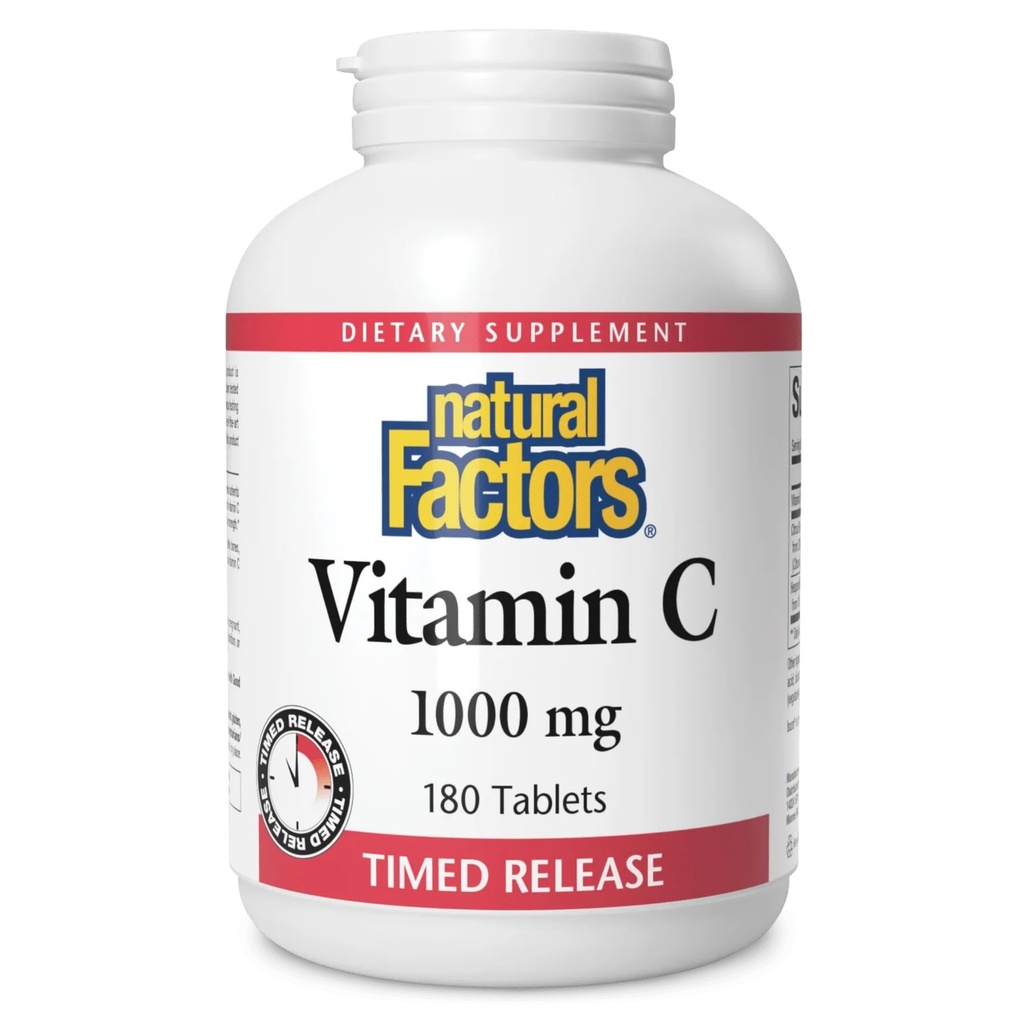 Přírodní faktory Vitamin C 1000 mg Time Release, Antioxidant Podpora pro imunitní a kostní zdraví, 180 Tablety
