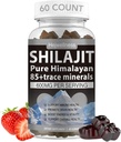 Shilajit Gummies - 600 mg přírodní organické Shilajit Resin s 85 + stopovými minerály, Fulvic Acid & Phytonutrients - Jahodová Flavor - pro energii, imunitní podpora - 60 Gummies, 1 měsíc
